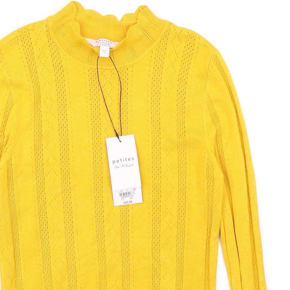 Miss Selfridge Womens Yellow   Pullover Jumper Size 12  - Lettuce Edging