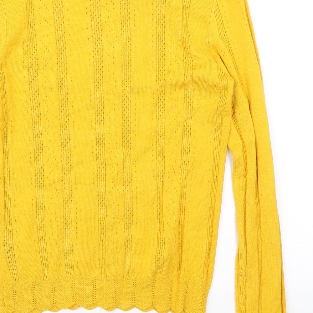 Miss Selfridge Womens Yellow   Pullover Jumper Size 12  - Lettuce Edging