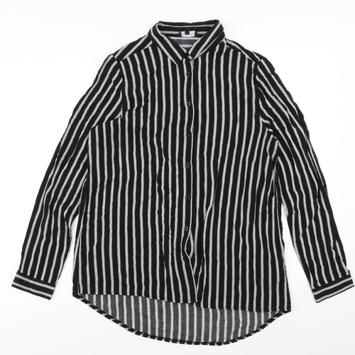 New Look Womens Black Striped  Basic Button-Up Size 12