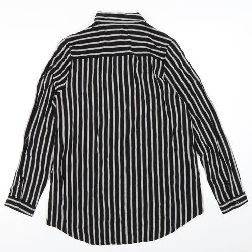 New Look Womens Black Striped  Basic Button-Up Size 12
