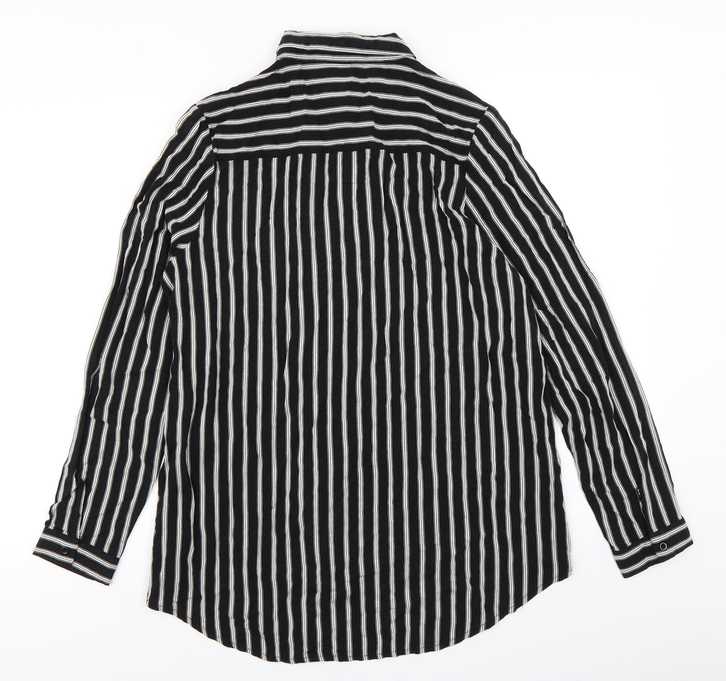 New Look Womens Black Striped  Basic Button-Up Size 12