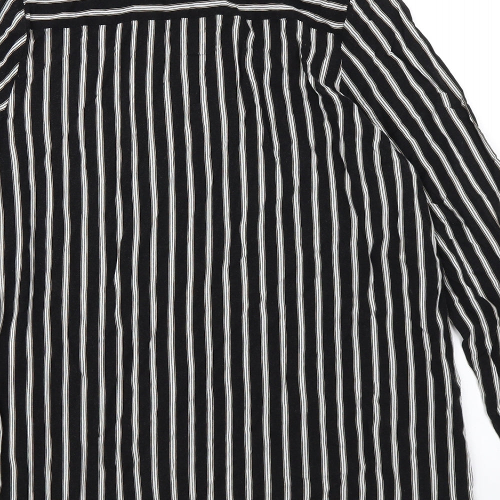 New Look Womens Black Striped  Basic Button-Up Size 12