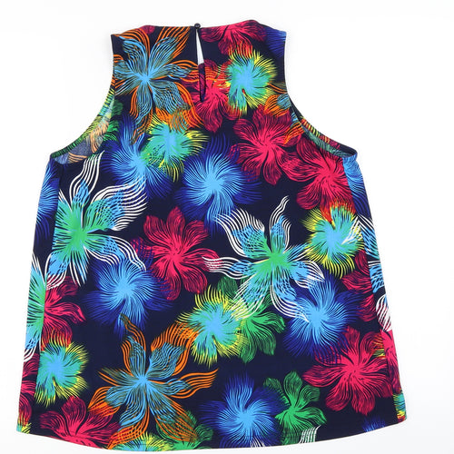 Stella Womens Blue Floral  Basic T-Shirt Size 10