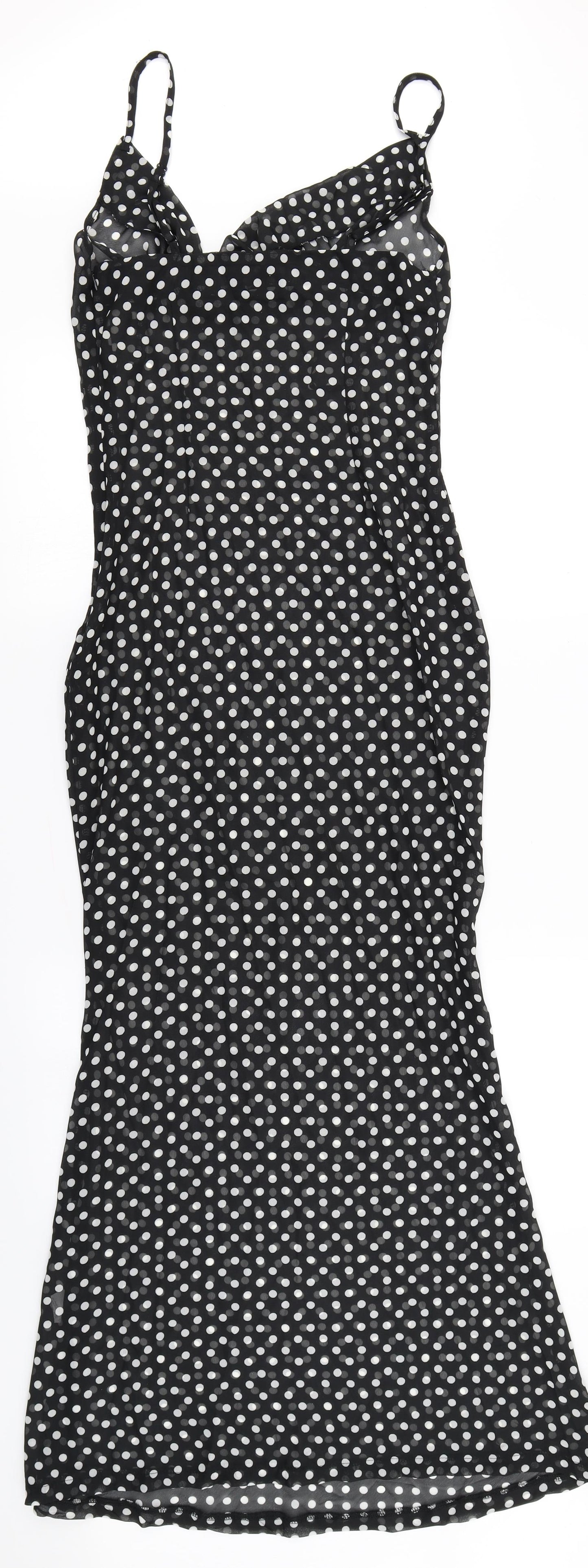 Missguided Womens Black Polka Dot  Maxi  Size 10