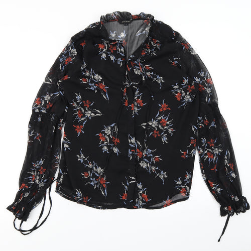 River Island Womens Black Floral  Basic Blouse Size 8