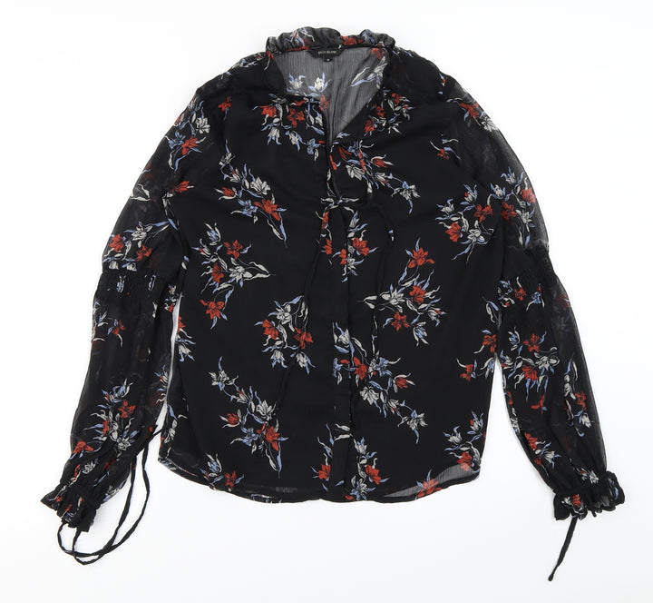 River Island Womens Black Floral  Basic Blouse Size 8