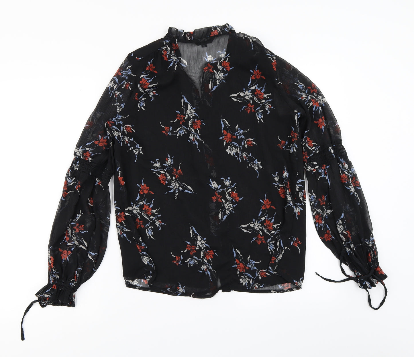 River Island Womens Black Floral  Basic Blouse Size 8