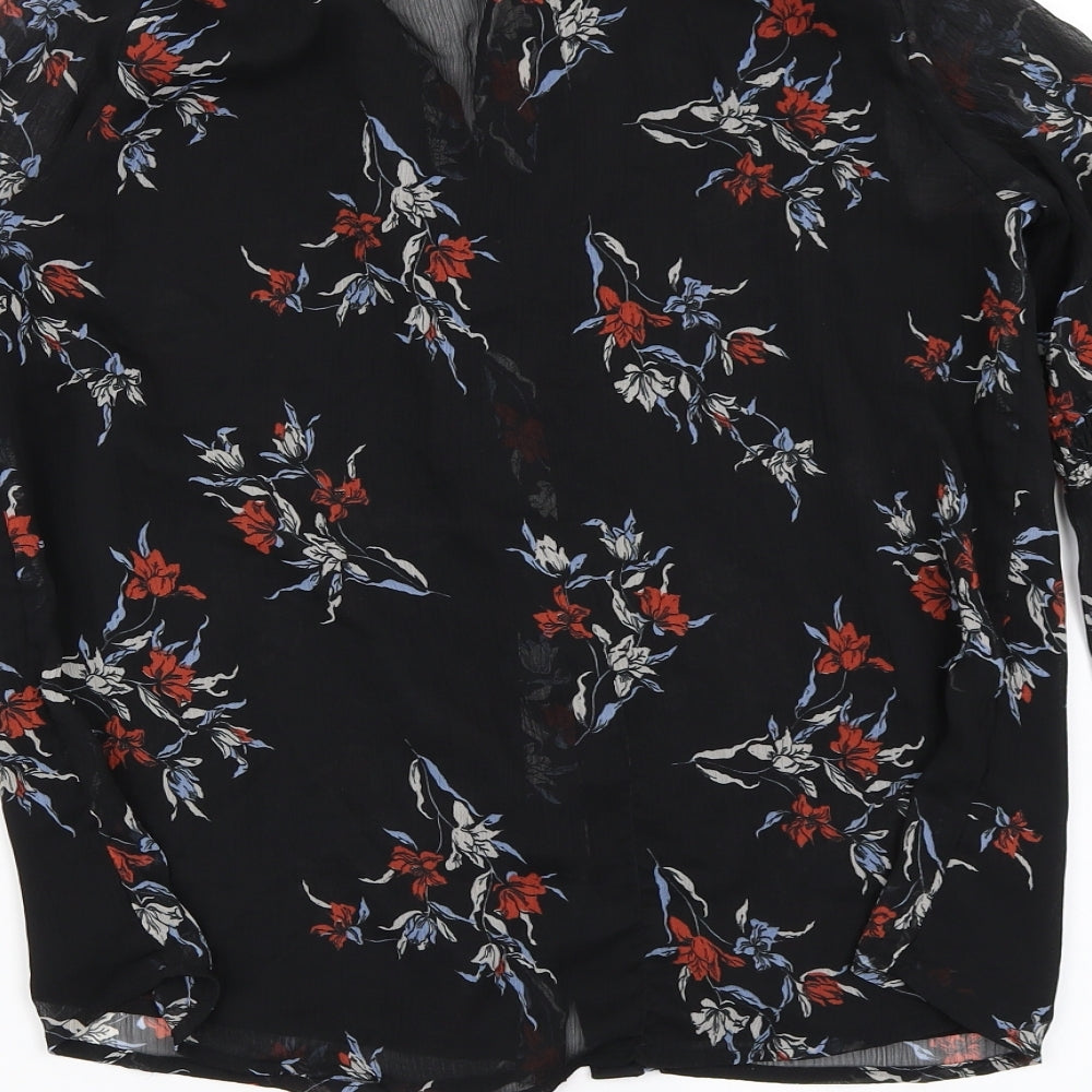 River Island Womens Black Floral  Basic Blouse Size 8