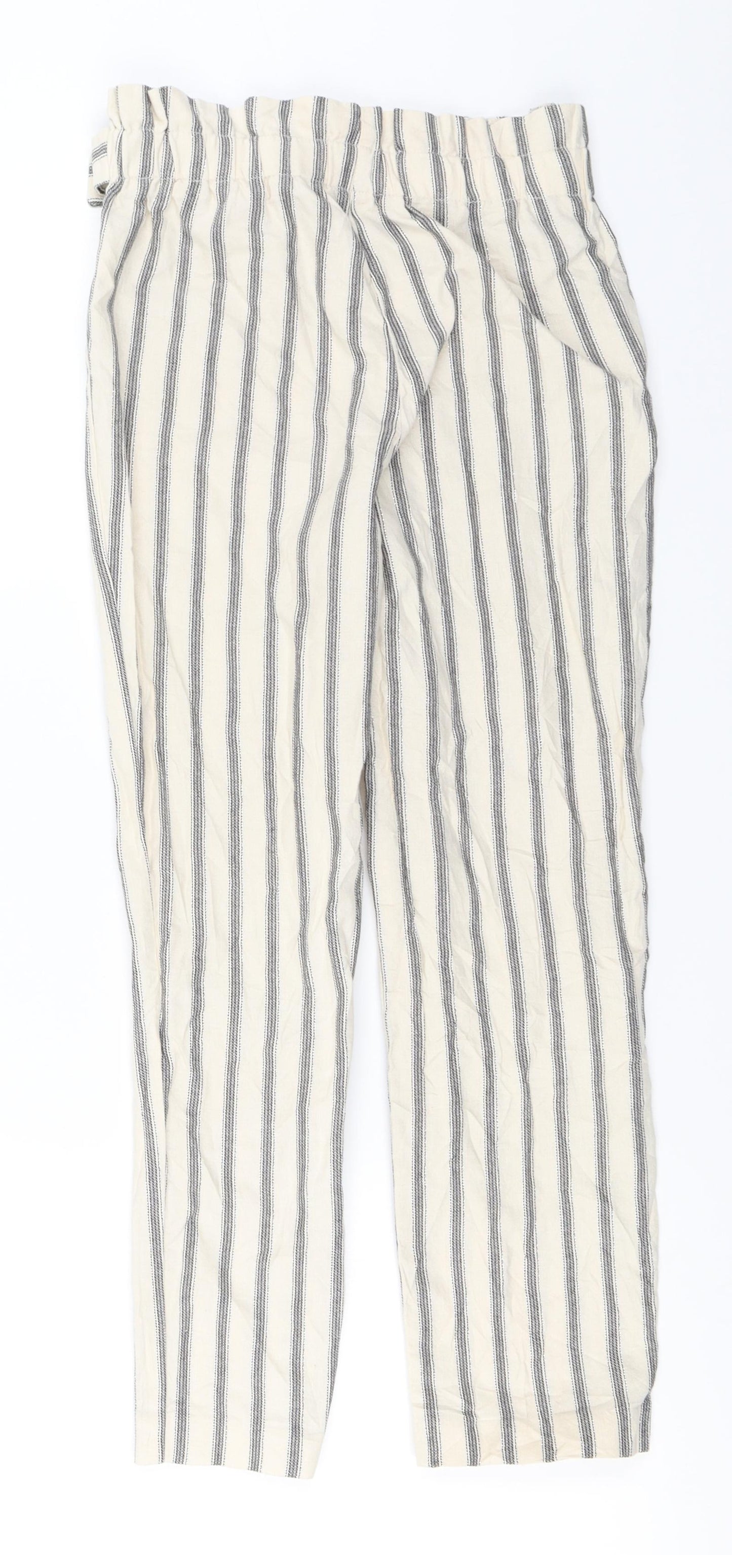 River Island Girls White Striped  Carrot Trousers Size 9 Years