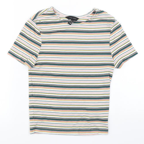 New Look Womens Blue Striped  Basic T-Shirt Size 12