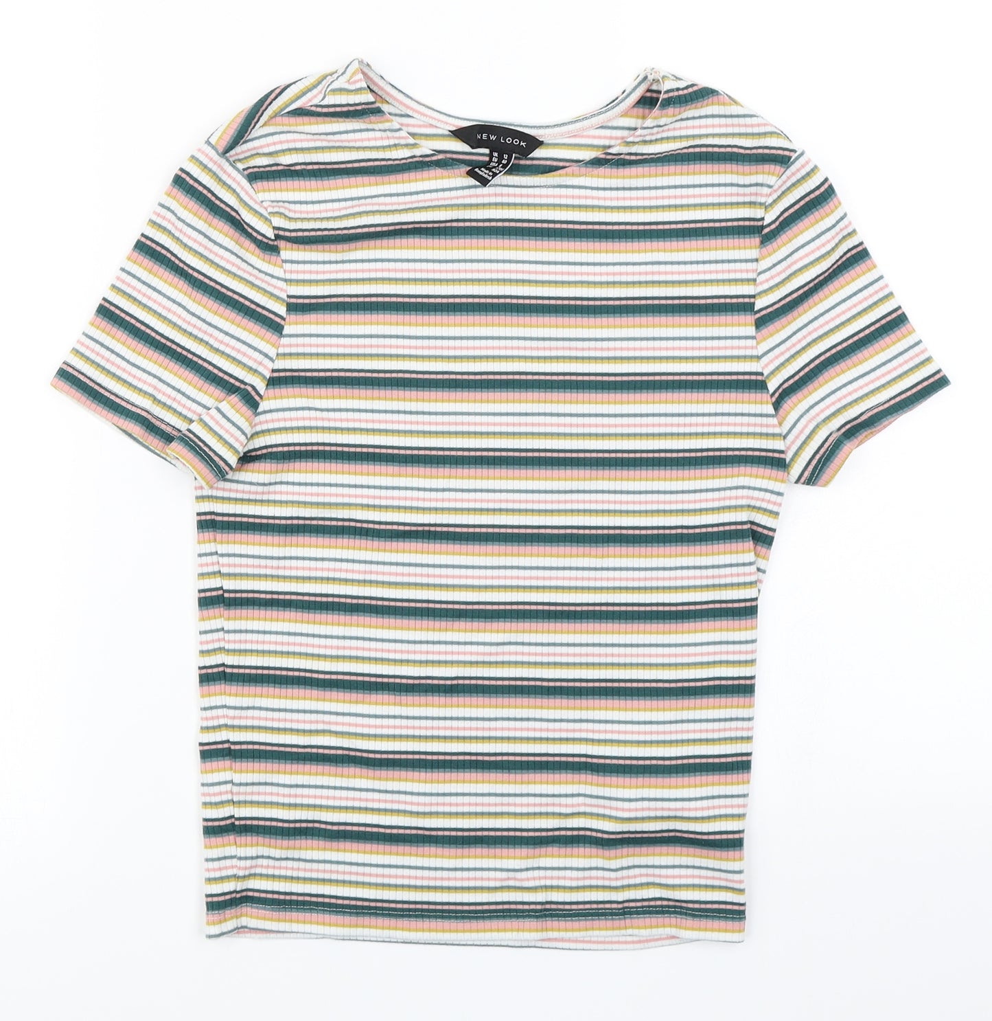 New Look Womens Blue Striped  Basic T-Shirt Size 12