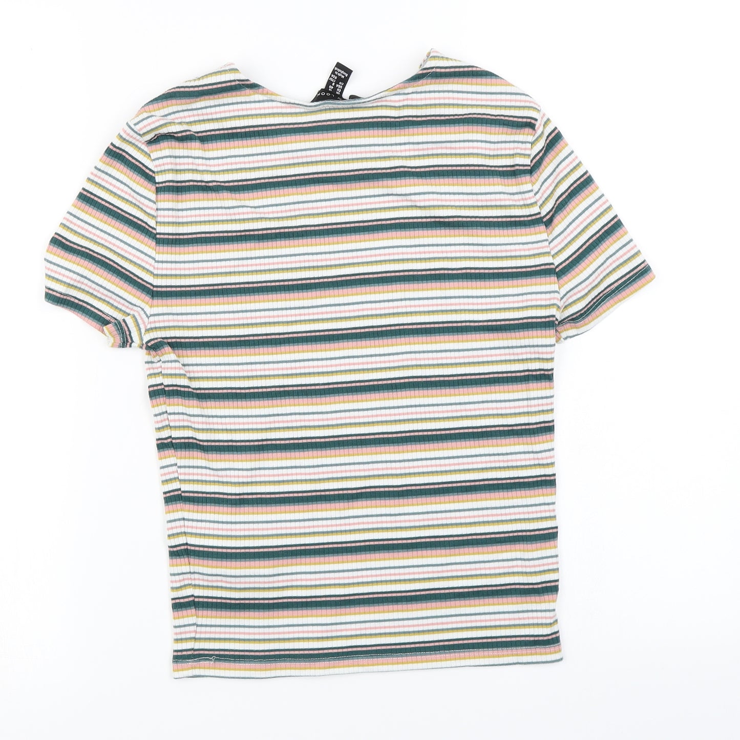 New Look Womens Blue Striped  Basic T-Shirt Size 12