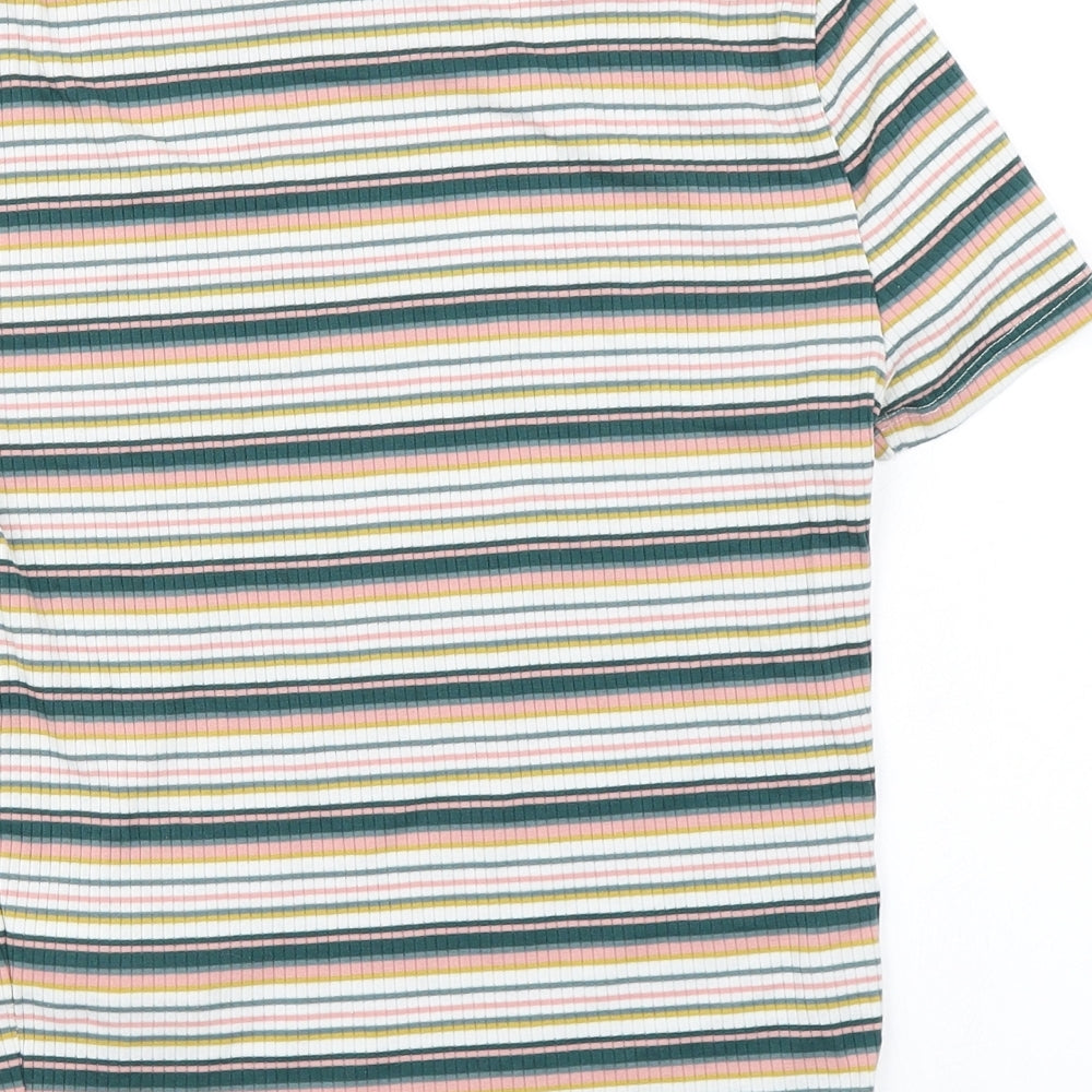 New Look Womens Blue Striped  Basic T-Shirt Size 12
