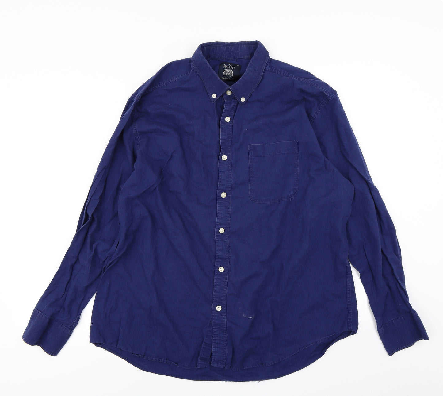 The Saville Row Company Mens Blue    Button-Up Size XL