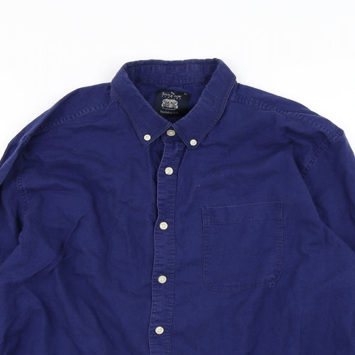 The Saville Row Company Mens Blue    Button-Up Size XL