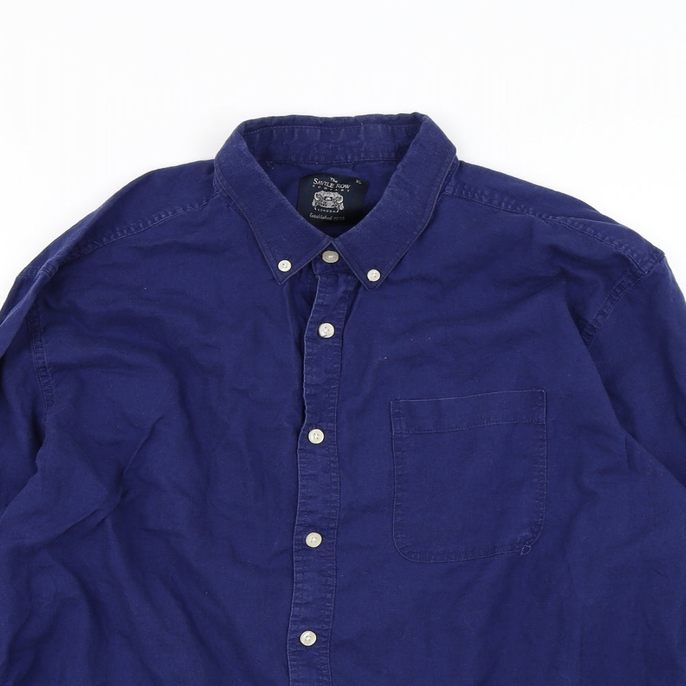 The Saville Row Company Mens Blue    Button-Up Size XL