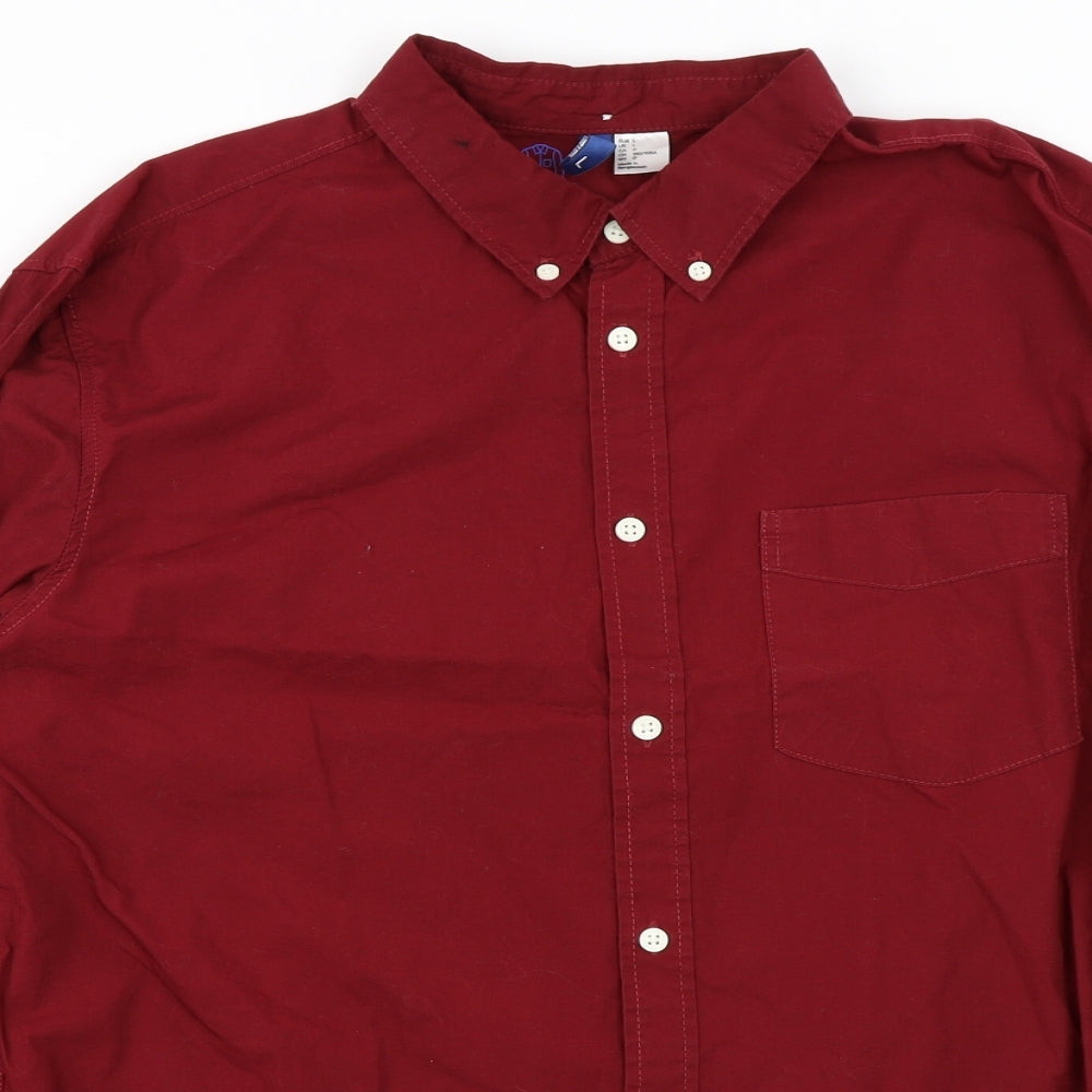 Divided Mens Red    Dress Shirt Size L