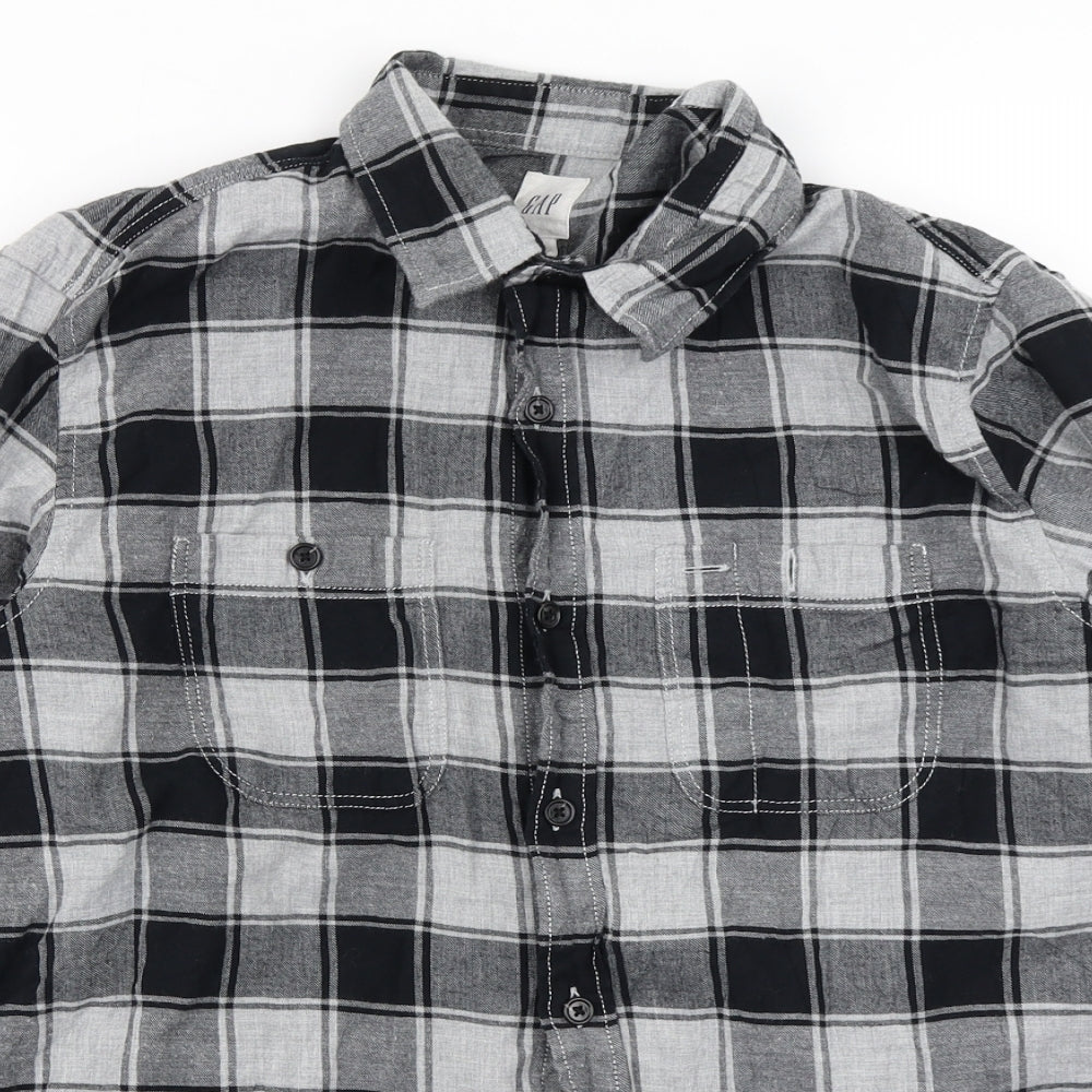 Gap Mens Black Plaid   Button-Up Size M