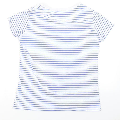 F&F Womens White Striped  Basic T-Shirt Size 14