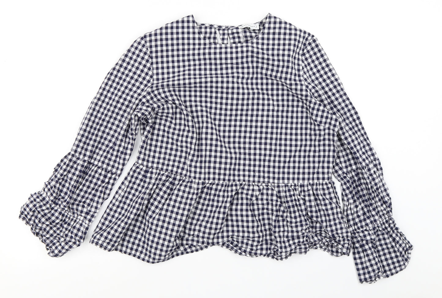 Warehouse Womens Blue Check  Basic Blouse Size 12