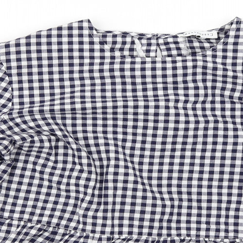 Warehouse Womens Blue Check  Basic Blouse Size 12