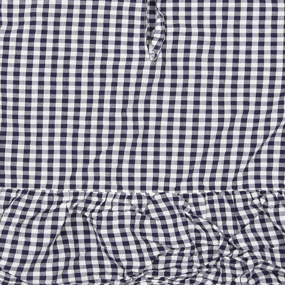 Warehouse Womens Blue Check  Basic Blouse Size 12