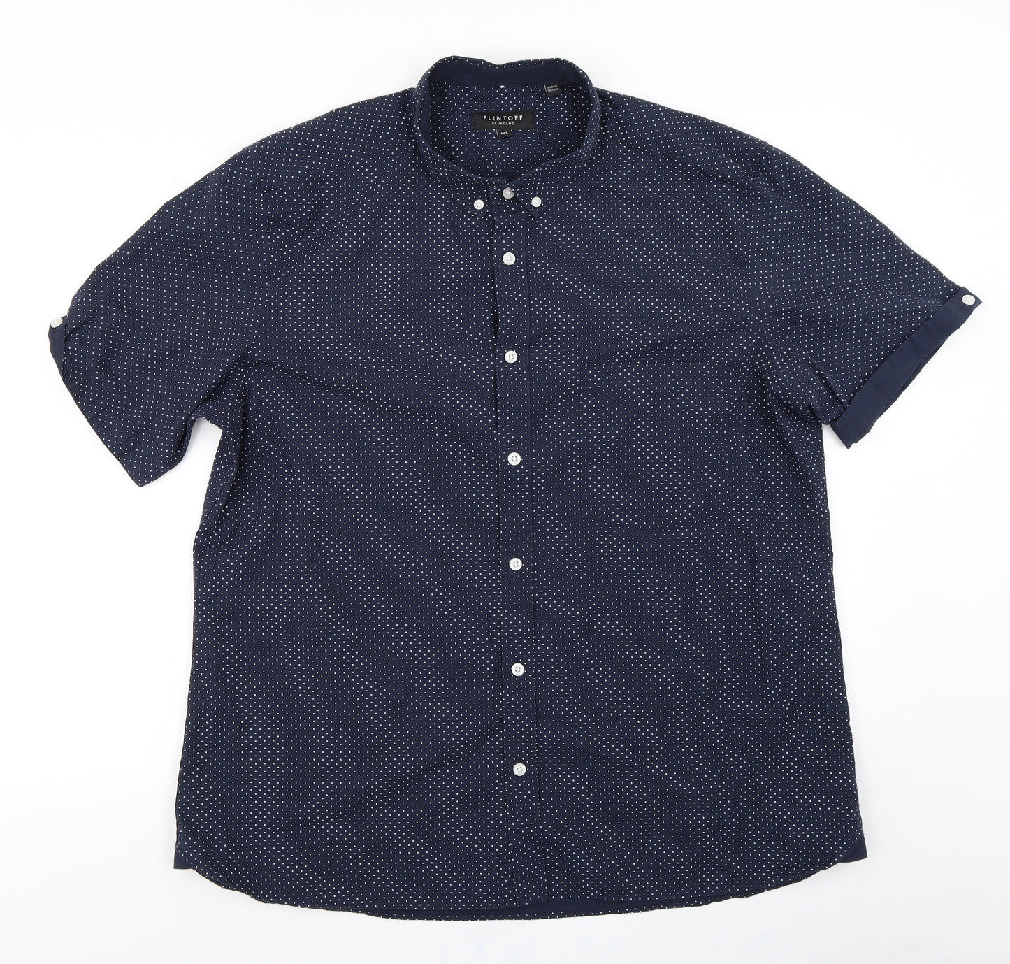 Flintoff Mens Blue Polka Dot   Button-Up Size XL