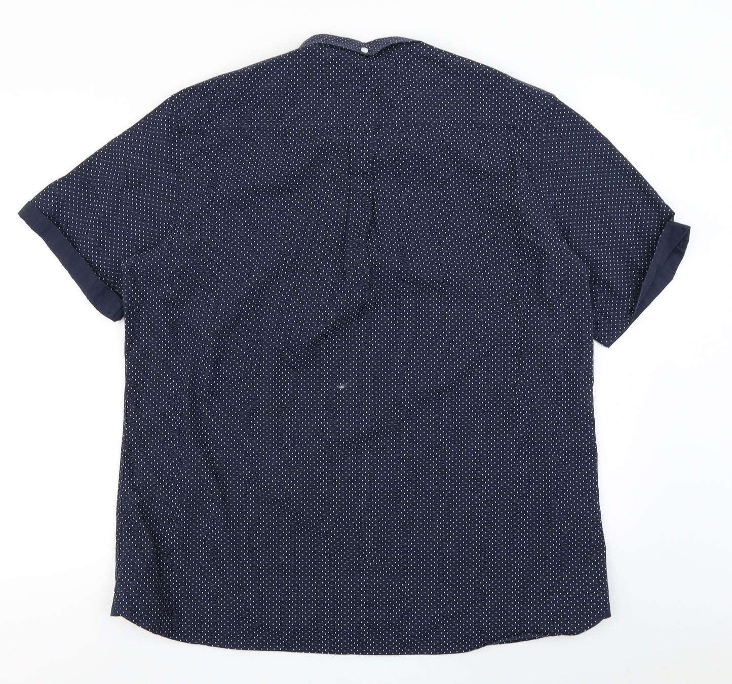 Flintoff Mens Blue Polka Dot   Button-Up Size XL