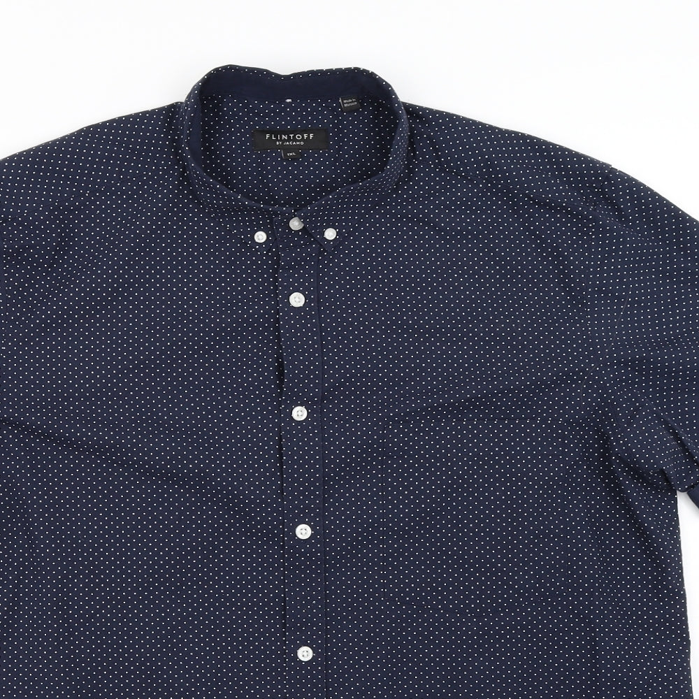Flintoff Mens Blue Polka Dot   Button-Up Size XL