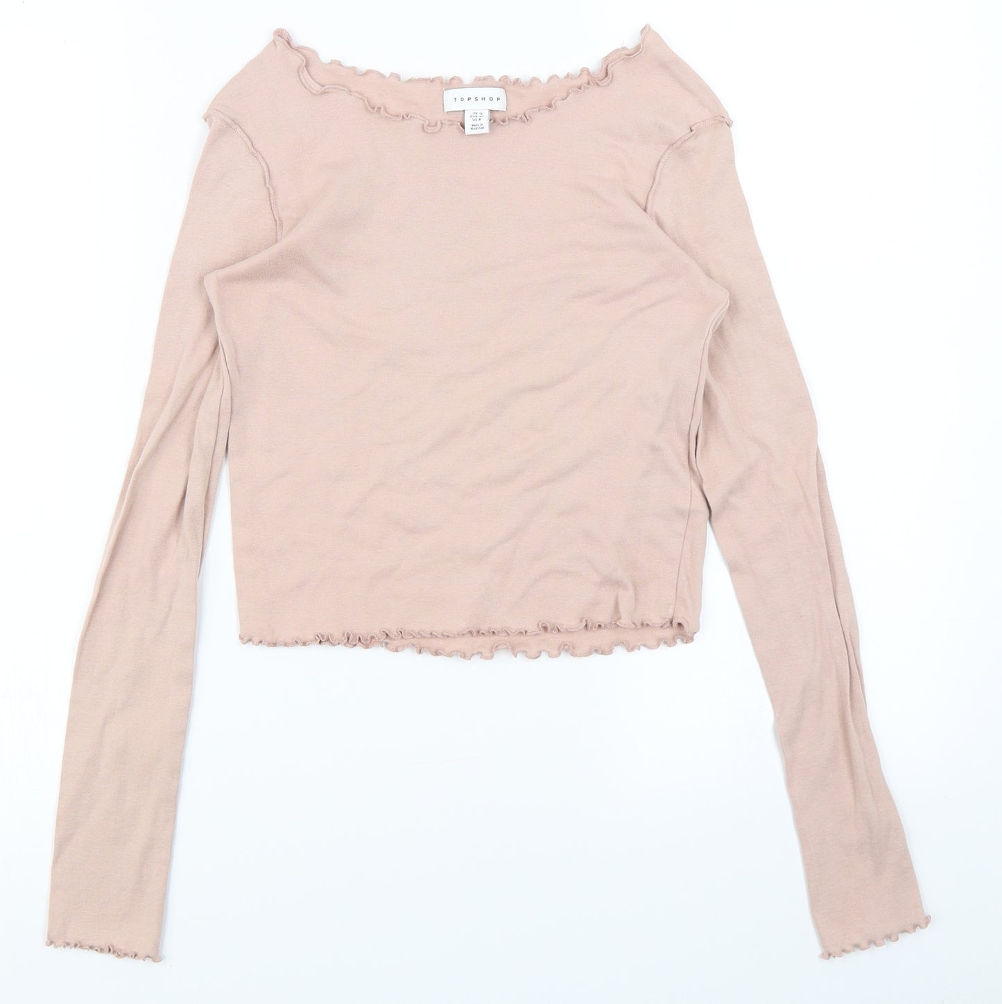 Topshop Womens Pink   Basic T-Shirt Size 12  - Lettuce Edging