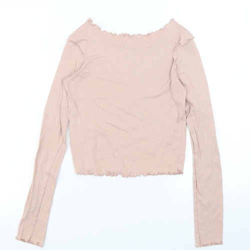 Topshop Womens Pink   Basic T-Shirt Size 12  - Lettuce Edging