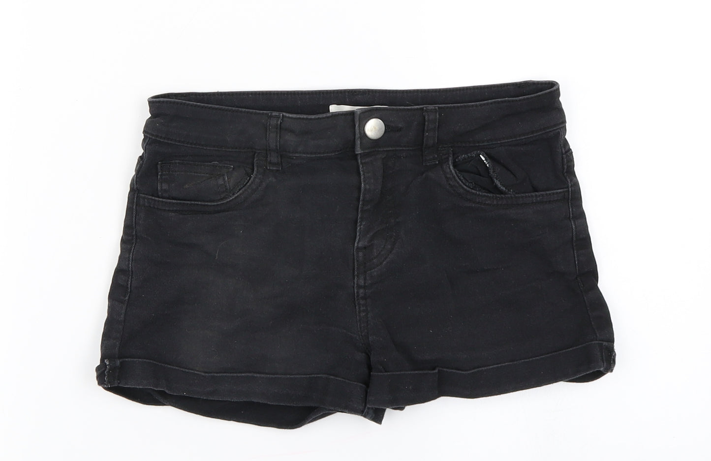 H&M Womens Black  Denim Hot Pants Shorts Size 4