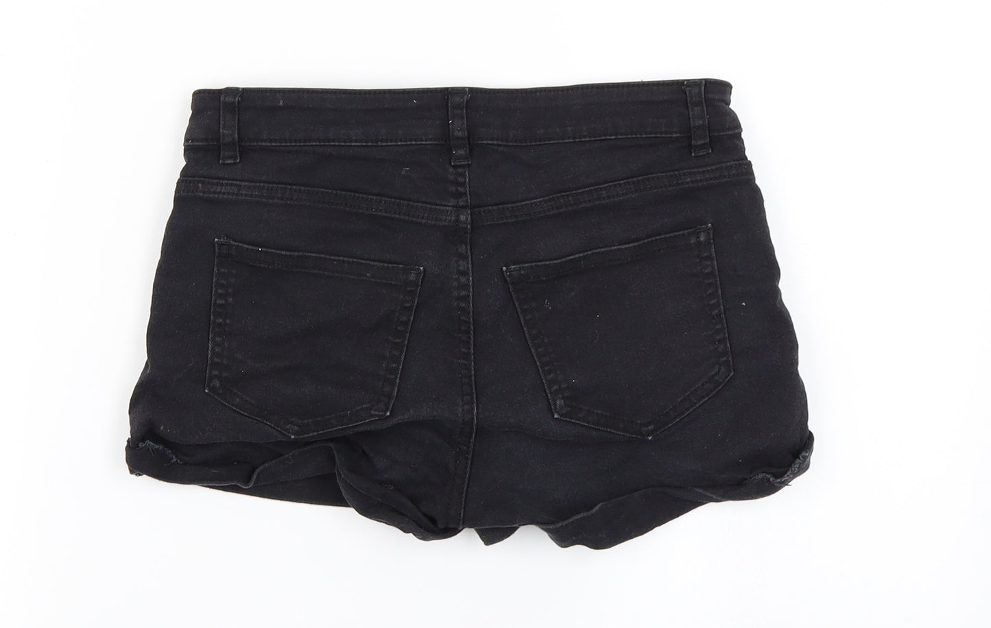 H&M Womens Black  Denim Hot Pants Shorts Size 4