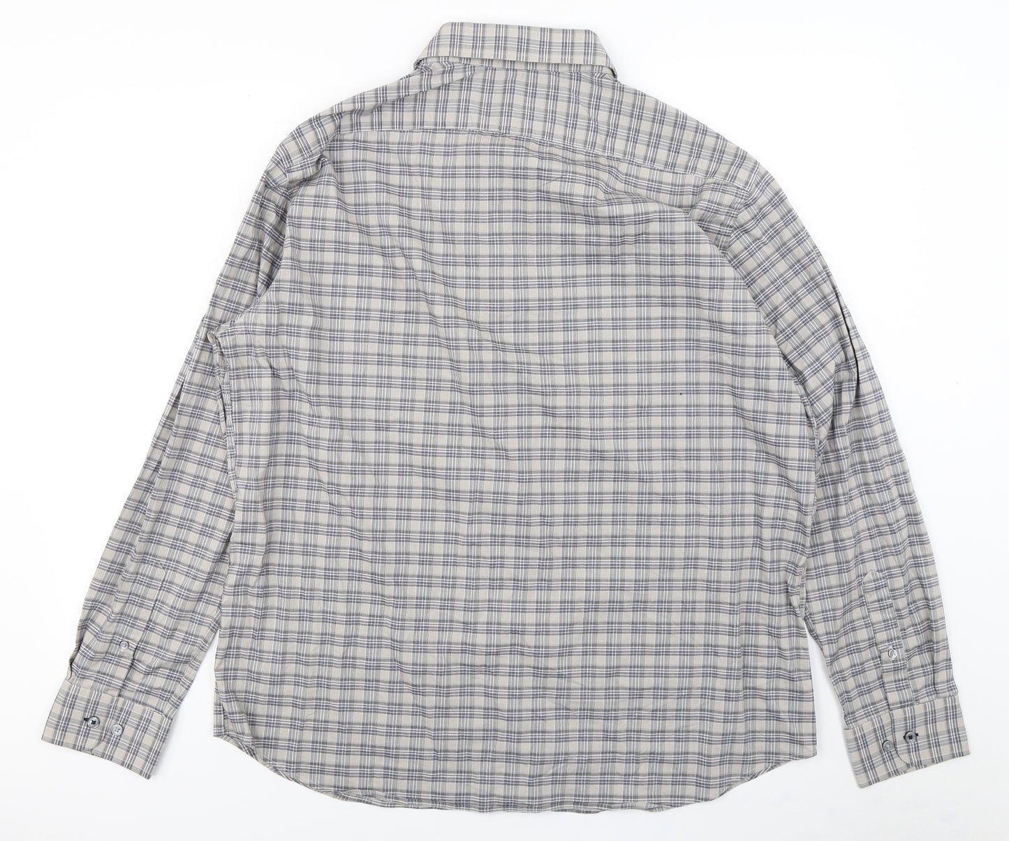 Lucky Brand Mens Grey Plaid   Button-Up Size XL