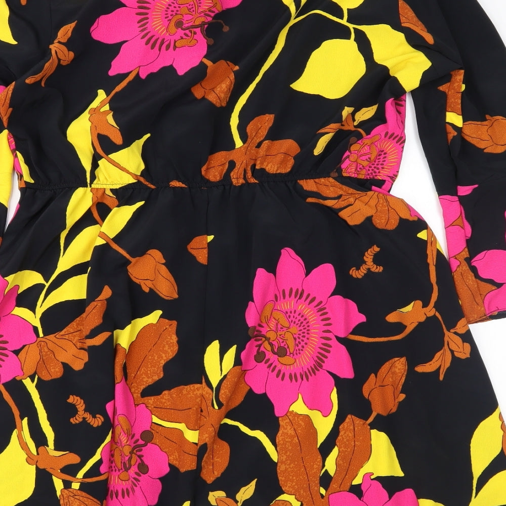 Simply Be Womens Black Floral  Fit & Flare  Size 16