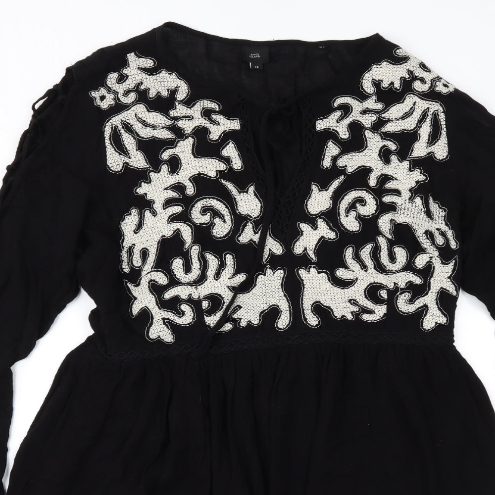 River Island Womens Black Geometric  Fit & Flare  Size 14