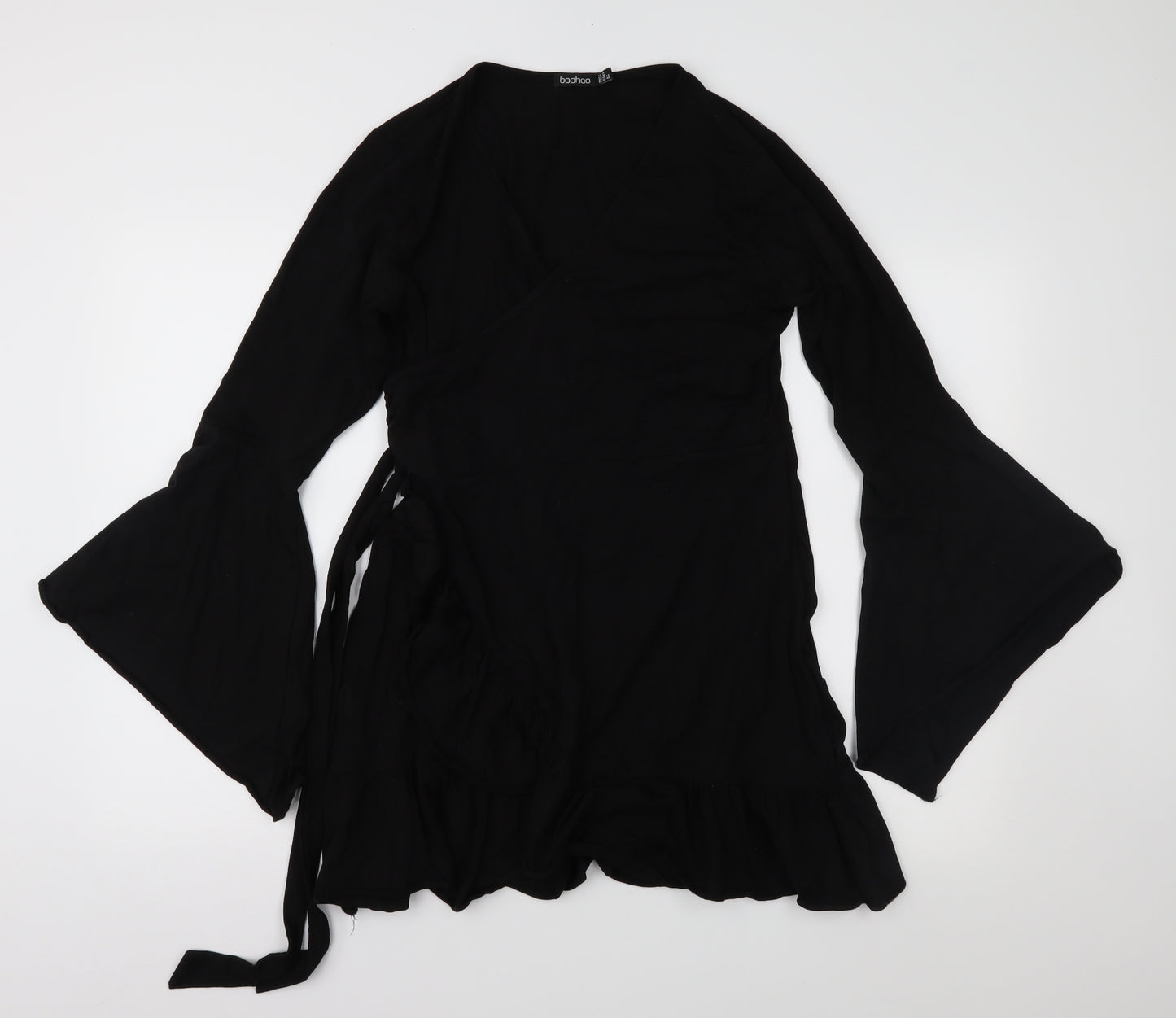 Boohoo Womens Black  Jersey Wrap Dress  Size 14
