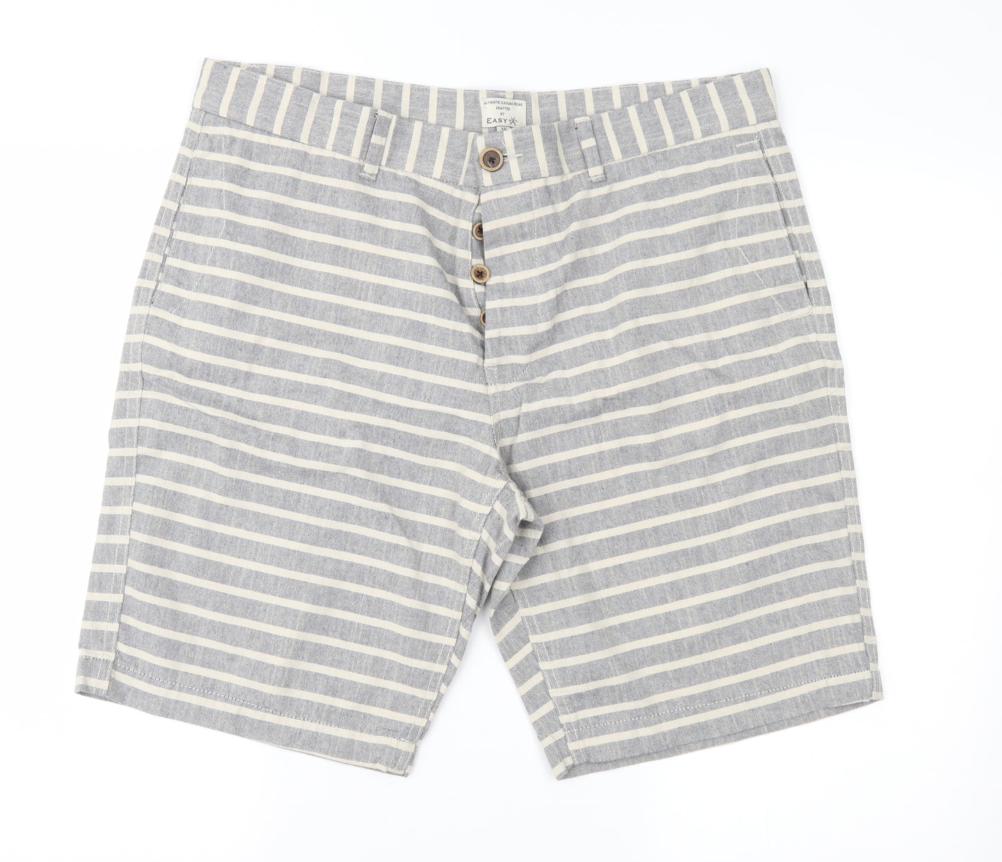 Easy Mens Beige Striped  Chino Shorts Size 36 in