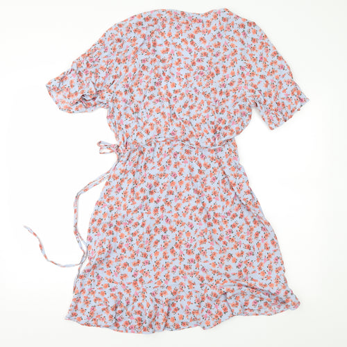 New Look Womens Grey Floral  Wrap Dress  Size 16