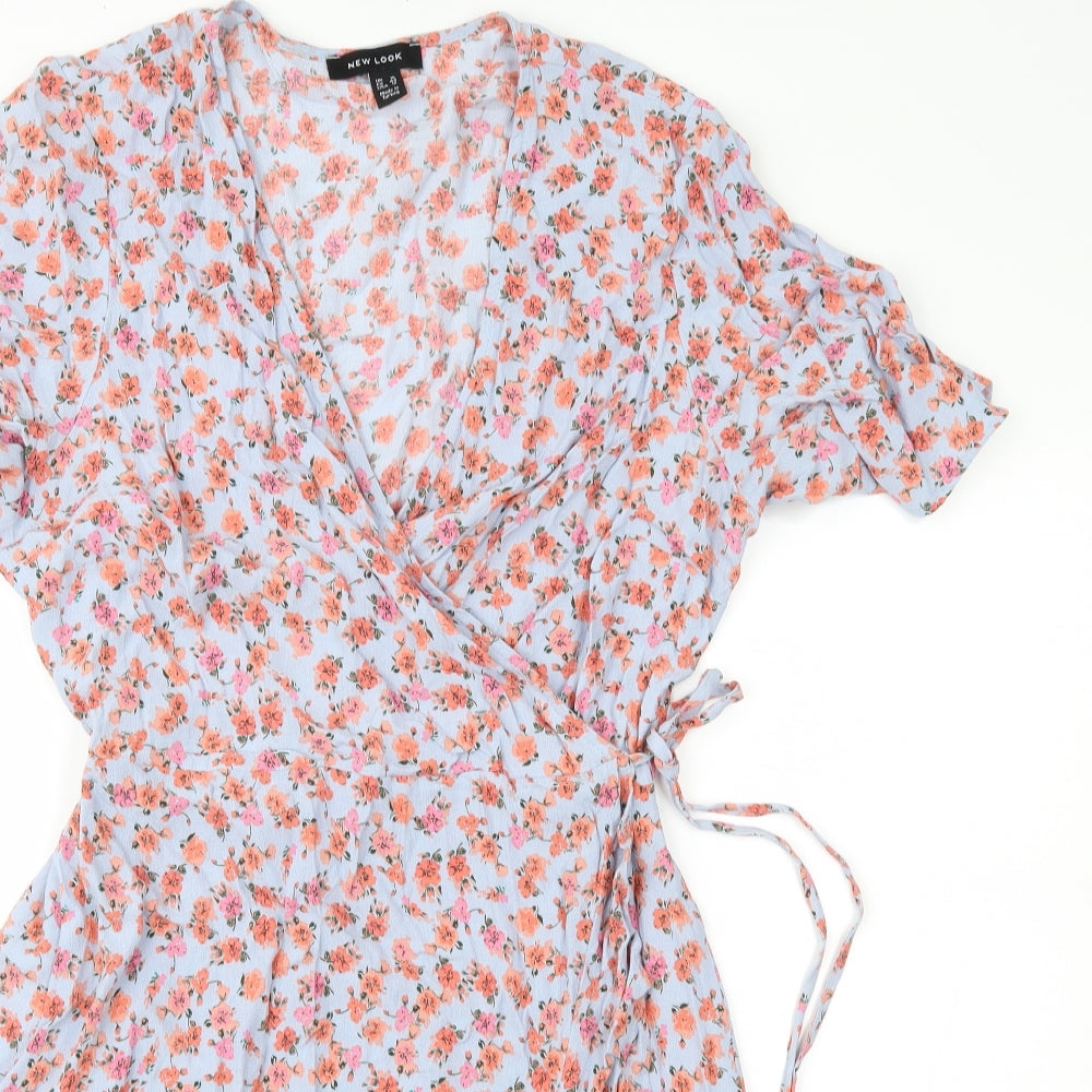 New Look Womens Grey Floral  Wrap Dress  Size 16