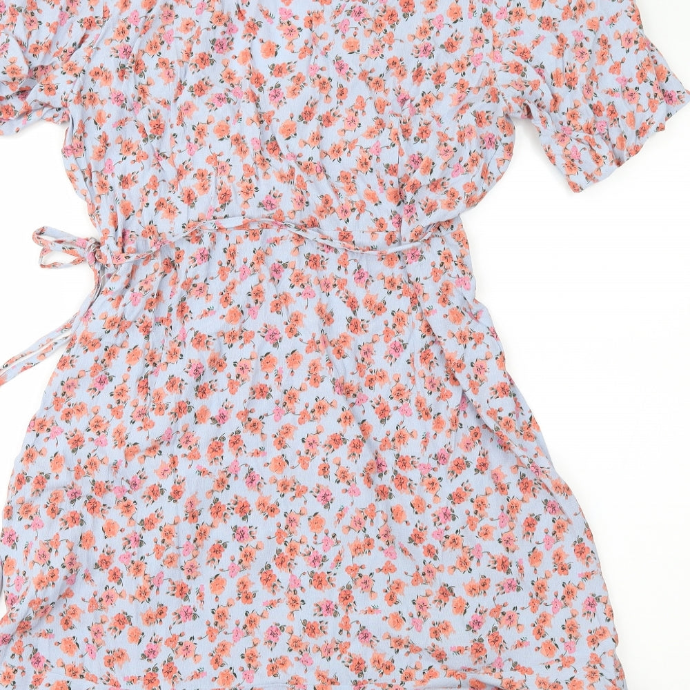 New Look Womens Grey Floral  Wrap Dress  Size 16