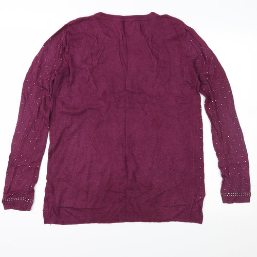 River Island Womens Purple Geometric Knit Pullover Jumper Size 12