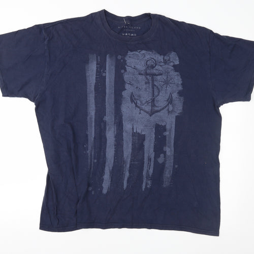 River Island Mens Blue  Jersey  T-Shirt Size XL