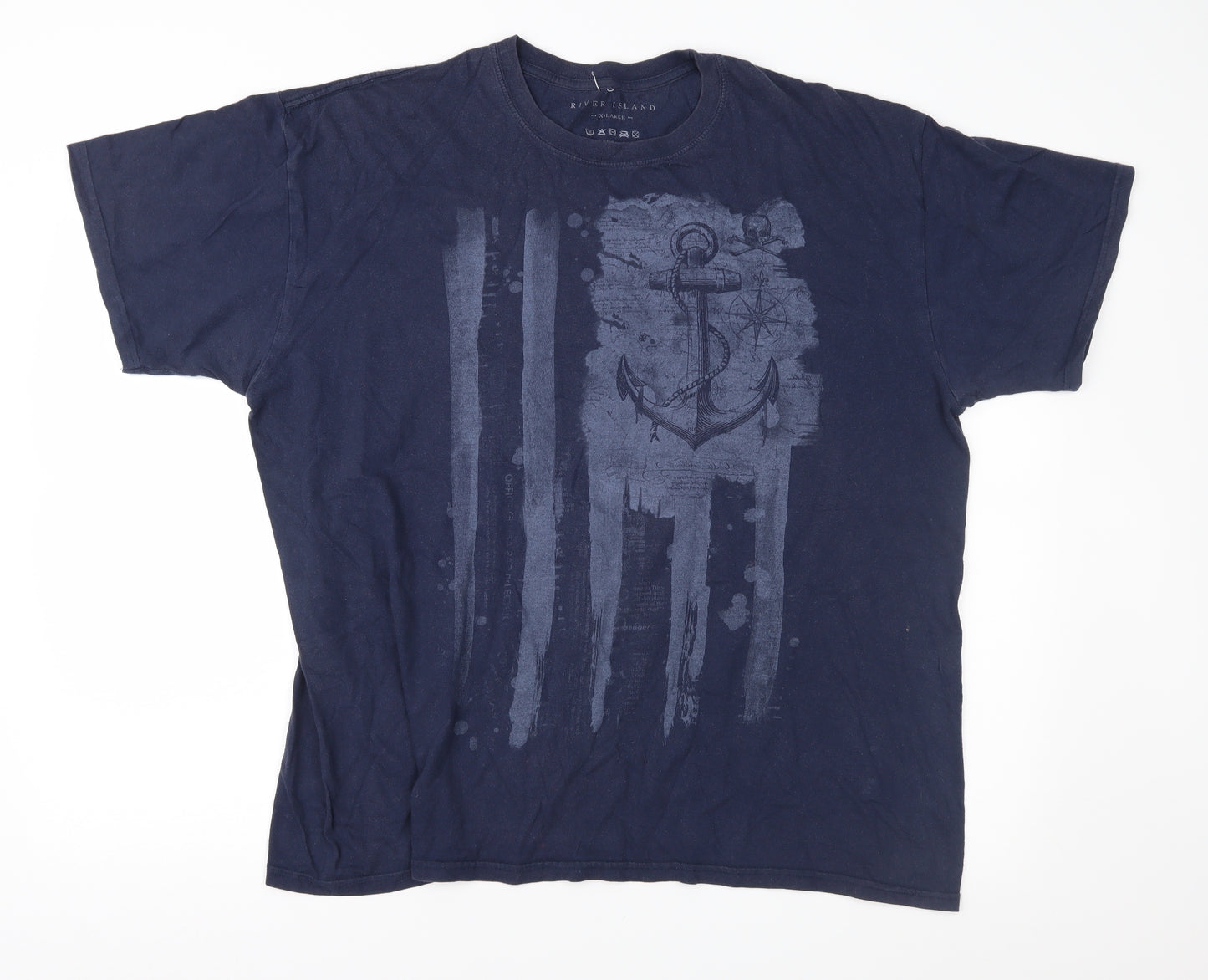 River Island Mens Blue  Jersey  T-Shirt Size XL