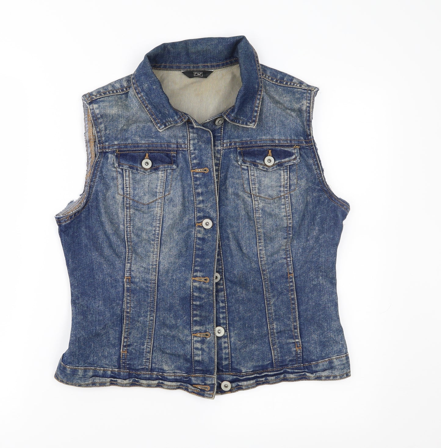 F&F Womens Blue  Denim Gilet Waistcoat Size 10
