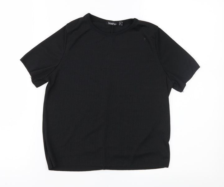 Boohoo Womens Black Basic T-Shirt Size 4
