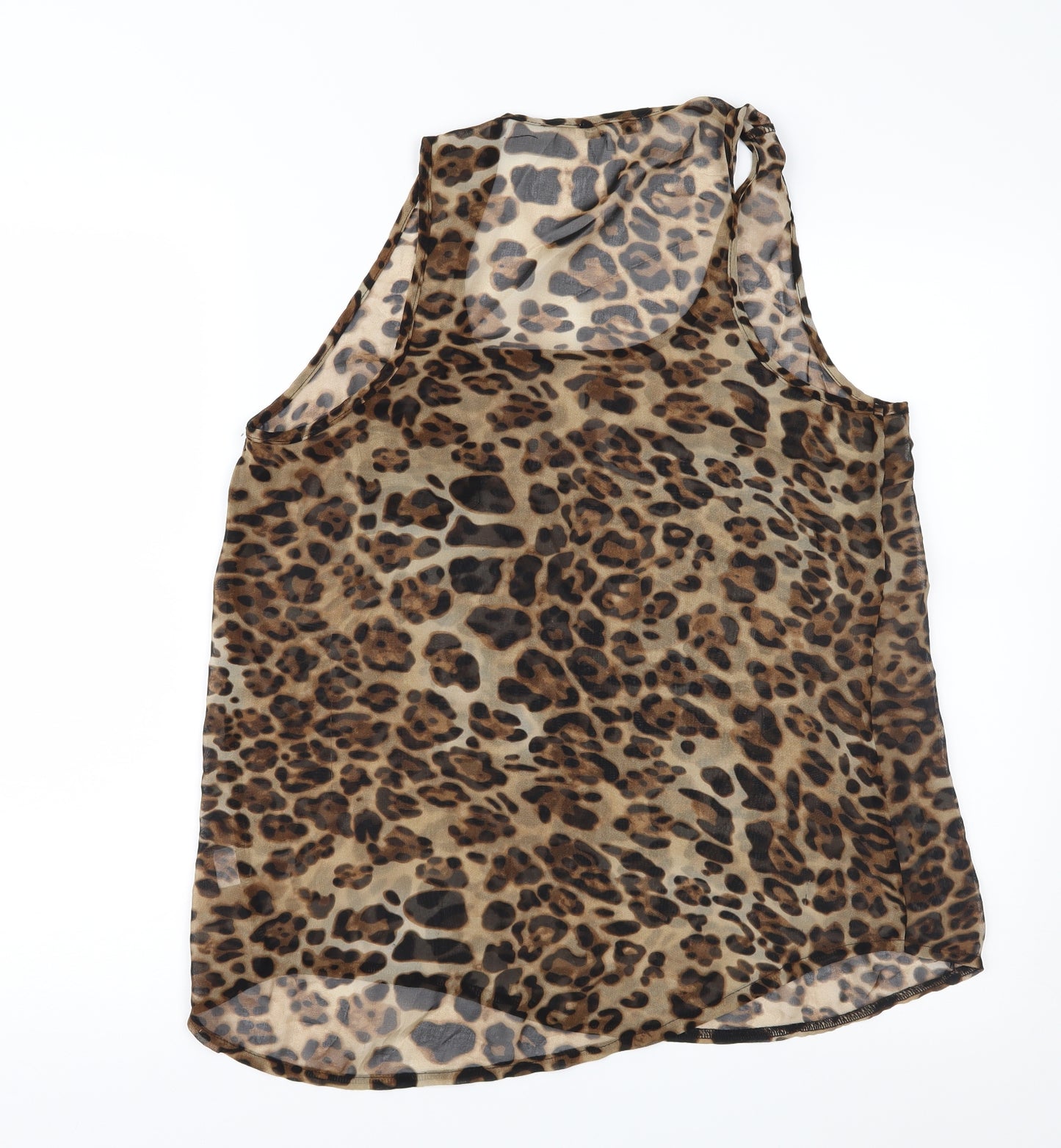 New Look Womens Brown Animal Print Chiffon Basic Blouse Size L
