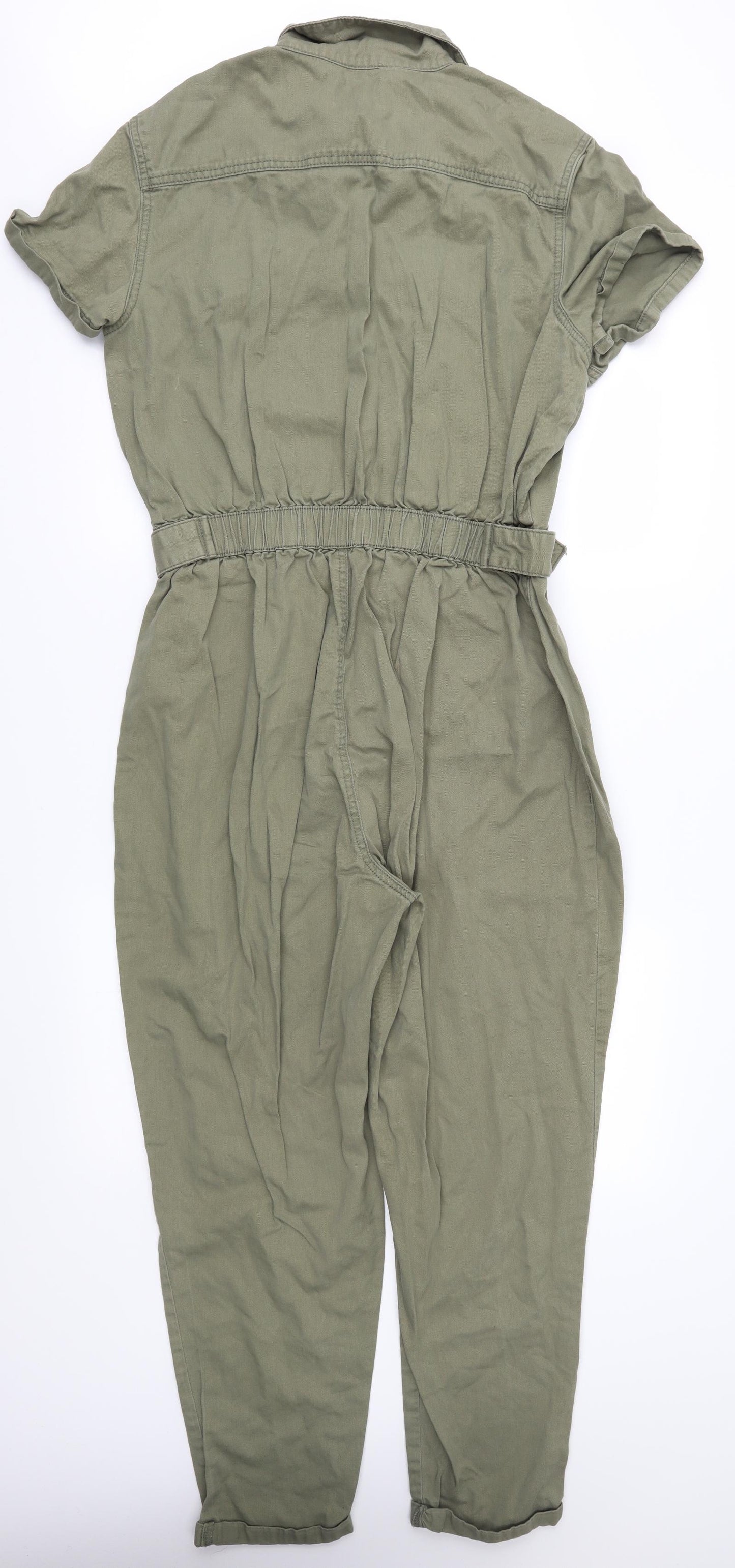 Denim & Co. Womens Green  Denim Jumpsuit One-Piece Size 16 L27 in