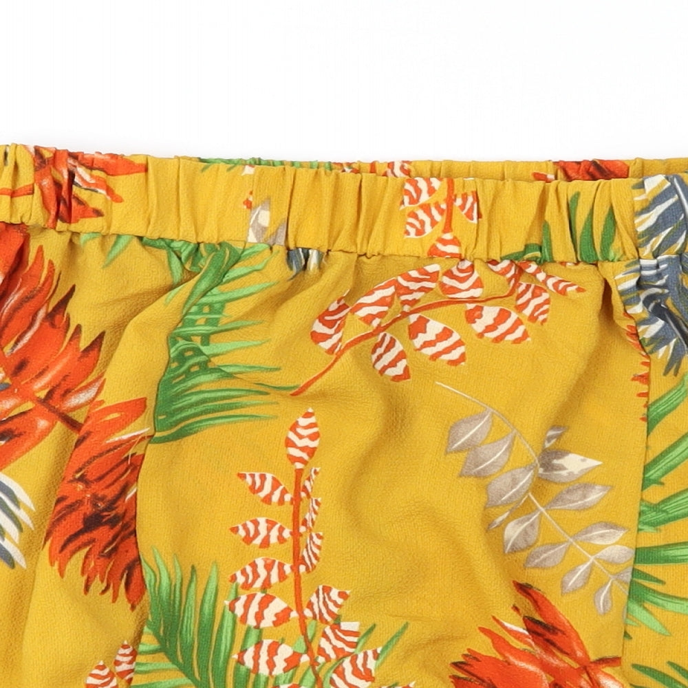 Preworn Womens Orange Floral  Utility Shorts Size S