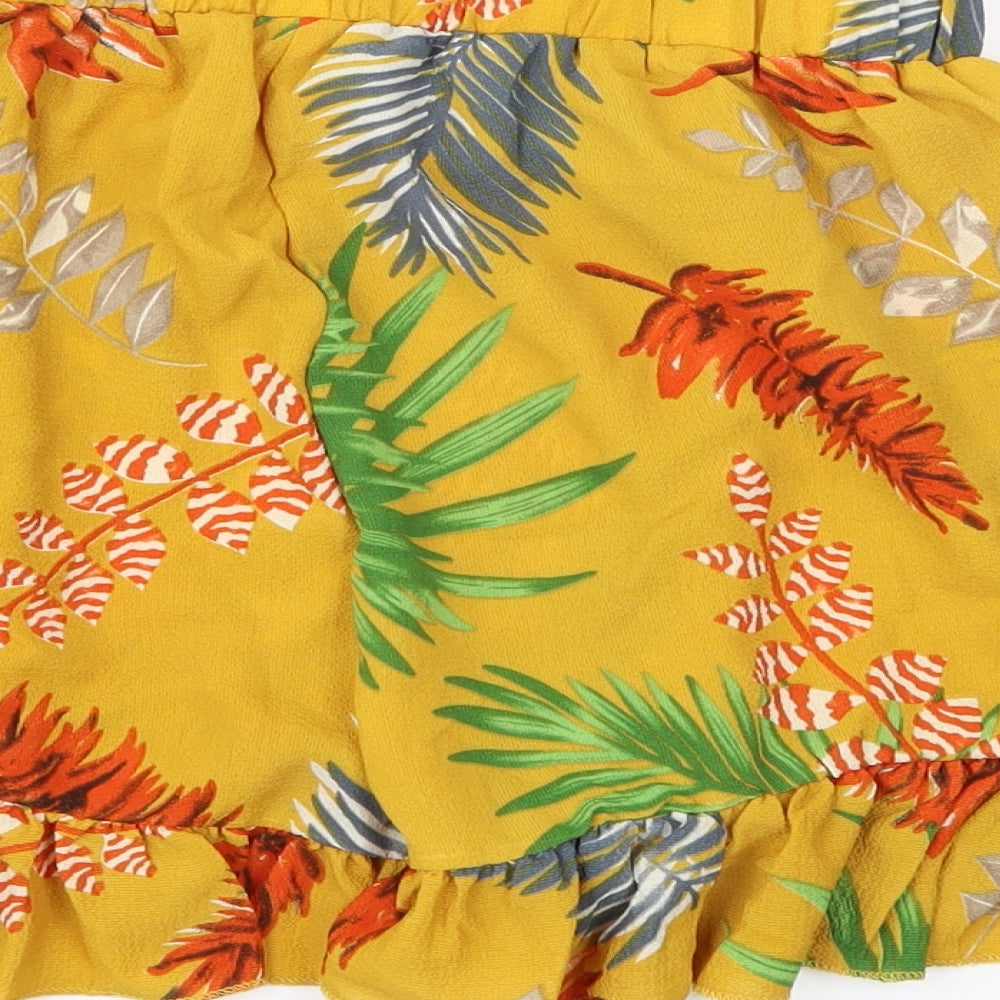 Preworn Womens Orange Floral  Utility Shorts Size S
